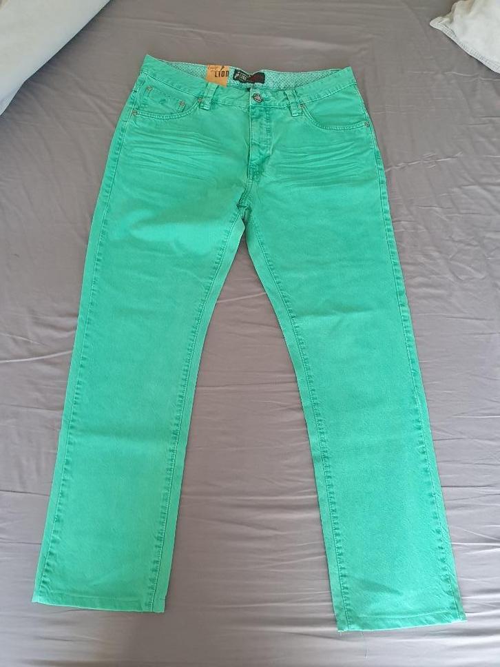 Lion turquoise jeans W34 L32 NIEUW, Kleding | Heren, Spijkerbroeken en Jeans, Nieuw, W33 - W34 (confectie 48/50), Overige kleuren