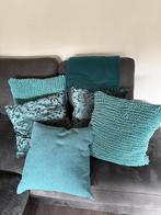 5x kussenhoes velvet petrol kleur, Ophalen of Verzenden, Gebruikt, Blauw, Vierkant