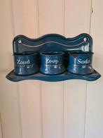 Vintage Emaille Kruidenrekje met Potjes, Ophalen of Verzenden