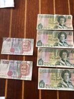 4 x 1 Jersey pound! 2x 1000 lire biljetten., Postzegels en Munten, Bankbiljetten | Europa | Niet-Eurobiljetten, Ophalen of Verzenden