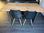 Houtenblad eettafel en 4 stoelen, Huis en Inrichting, Ophalen, Gebruikt, 100 tot 150 cm, 50 tot 100 cm