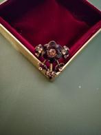 Vintage ring, Michal Negrin, donker-rood, serie1-b, Sieraden, Tassen en Uiterlijk, Overige materialen, Nieuw, 17 tot 18, Dame