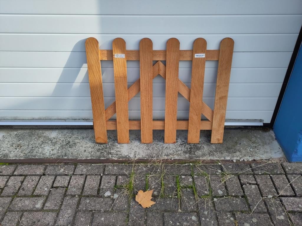 Tuinpoort hardhout Kempas ribbel FSC 100x80 cm, Ophalen, Nieuw, Hout, Tuinhek