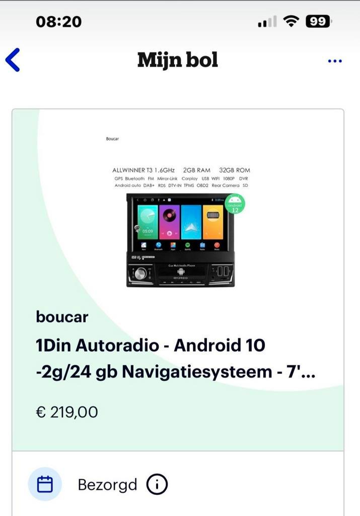 Boucar 1Din Autoradio Android 10 - 7 inch Navigatiesysteem, Auto diversen, Autoradio's, Nieuw, Ophalen of Verzenden