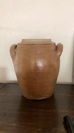 Oude Franse bruin gres pot grespot met oren, Ophalen of Verzenden