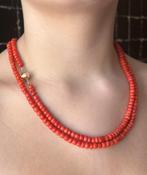 Bloedkoraal antieke ketting fraaie kleur 14k slot goud dames, Verzenden, Goud, Ketting, Met edelsteen
