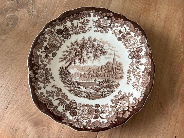 Avon Scenes bruin serveerschaal rond, Antiek en Kunst, Antiek | Servies los, Ophalen of Verzenden