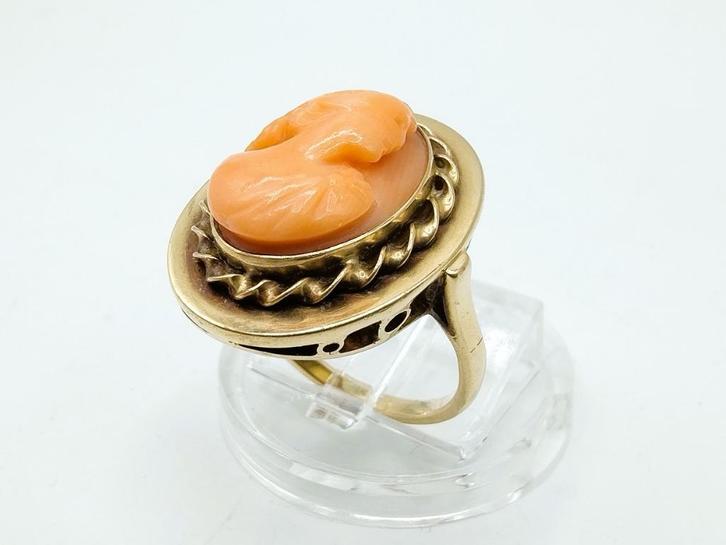 Gouden ring met camee, 17 mm, Sieraden, Tassen en Uiterlijk, Ringen, Zo goed als nieuw, Dame, 17 tot 18, Goud, Goud, Met kristal