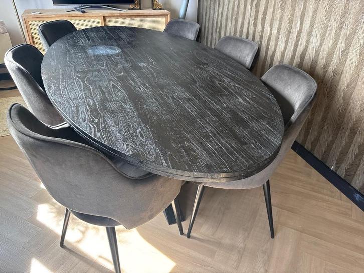 Eettafel en stoelen set, Huis en Inrichting, Tafels | Eettafels, Gebruikt, 100 tot 150 cm, 200 cm of meer, Vijf personen of meer