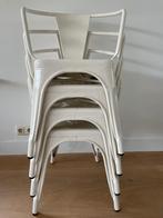 Tolix fauteuil A56 | Wit (Blanc RAL 9003) | 4 stuks, Vier, Gebruikt, Metaal, Wit