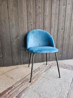 6 velour blauwe stoelen, Huis en Inrichting, Stoelen, Ophalen, Zo goed als nieuw, Blauw, Stof