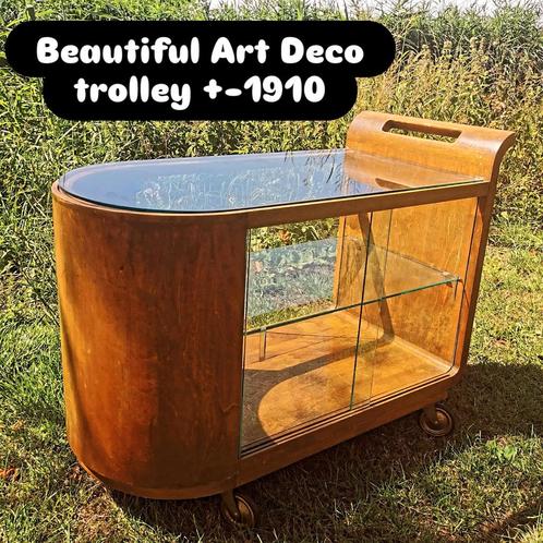 Vintage Art Deco trolley drankenkast theekast dressior kast, Huis en Inrichting, Kasten | Vitrinekasten, Gebruikt, Minder dan 100 cm