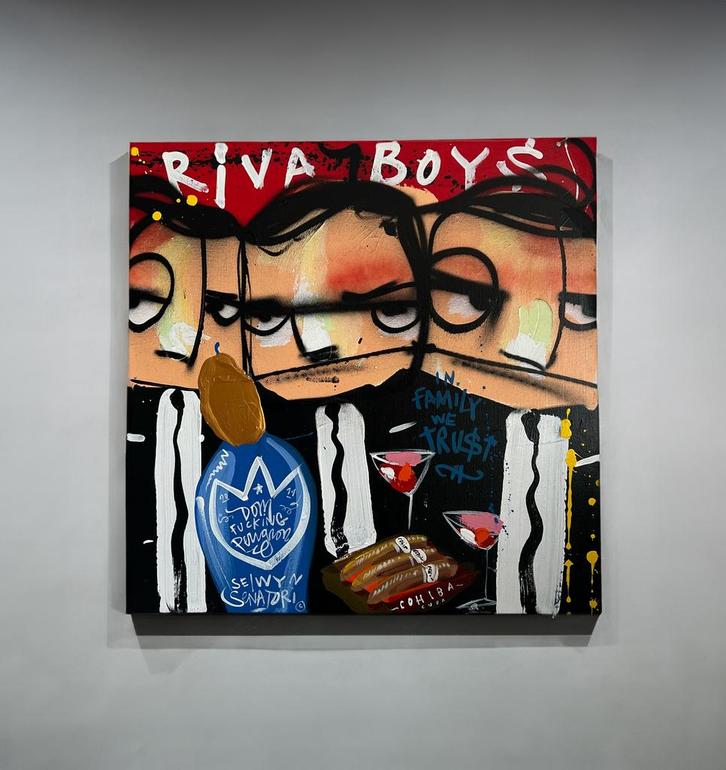 Selwyn Senatori - Riva Boys (Origineel groot werk), Antiek en Kunst, Kunst | Schilderijen | Modern, Ophalen of Verzenden