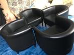 4 zwarte fauteuils, Ophalen of Verzenden, 75 tot 100 cm, Zo goed als nieuw, 50 tot 75 cm