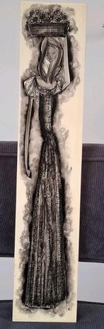 Vintage schilderij vrouw, Ophalen of Verzenden, Zo goed als nieuw, Schilderij, Minder dan 50 cm