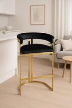 Luxe barkruk – zwart fluweel met gouden onderstel, 60 tot 90 cm, Nieuw, Ophalen of Verzenden, 1 kruk