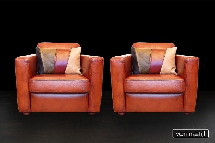 Set Linteloo/Machalke design fauteuils, Huis en Inrichting, Fauteuils, Zo goed als nieuw, Leer, 75 tot 100 cm, 75 tot 100 cm, Ophalen