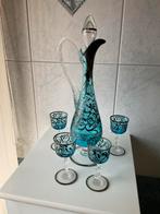 Blauwe Venetiaanse Karaf met 4 Glaasjes, Antiek en Kunst, Antiek | Servies compleet, Ophalen of Verzenden
