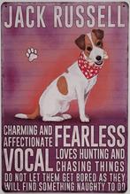 Jack Russel hond eigenschappen reclamebord van metaal deco, Info@deconoord.nl, Verzenden, Deco Noord, Nieuw