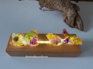 Schattige unieke lamp poes kat echte bloemen Cadeau Epoxy beschikbaar voor biedingen