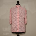 Vintage 1980s Retro Blouse Wit Rood Floral Schoudervulling, Ophalen of Verzenden, Gedragen, Maat 46/48 (XL) of groter, Rood