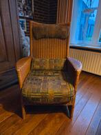 Rotan fauteuil met kussen 2 stuks., Huis en Inrichting, Stoelen, Ophalen, Gebruikt, Bruin, Vintage