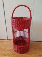 Vintage rode jaren 60 retro rieten drankentafeltje, Ophalen, Gebruikt, Rond, Riet