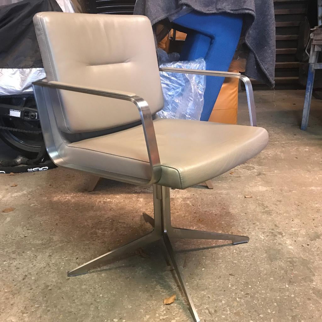 4 Rolf Benz 625 stoel stoelen chairs design leer RVS, Huis en Inrichting, Stoelen, Leer, Zwart, Ophalen