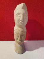 bijzonder zandstenen sculptuur 2 gestapelde gezichten, Antiek en Kunst, Ophalen of Verzenden