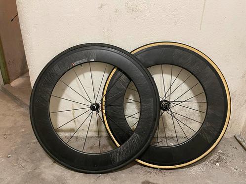 100/80mm Carbon wielen, Fietsen en Brommers, Fietsen | Racefietsen, Zo goed als nieuw, Carbon, Ophalen of Verzenden