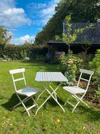 Witte bistroset tuintafel 2 stoelen inklapbaar, Eettafel, Zo goed als nieuw, Tuinset, Hout