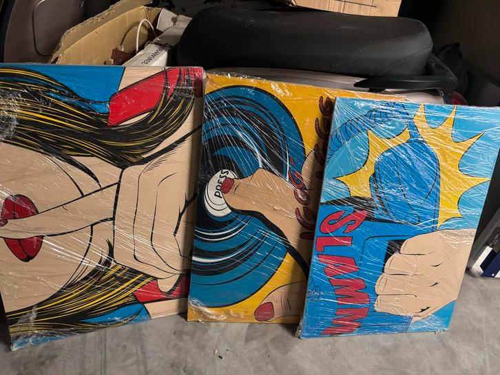 Pop-Art Schilderijen Set - (3 stuks), Antiek en Kunst, Kunst | Overige Kunst, Ophalen