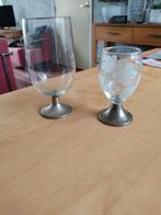 vintage borrel glazen met zilveren voet, Verzamelen, Glas en Borrelglaasjes, Ophalen of Verzenden, Gebruikt, Borrel- of Shotglas