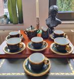 Frans Pllivuyt koffieservies prachtige kleur vol in het goud, Antiek en Kunst, Antiek | Servies compleet, Ophalen of Verzenden