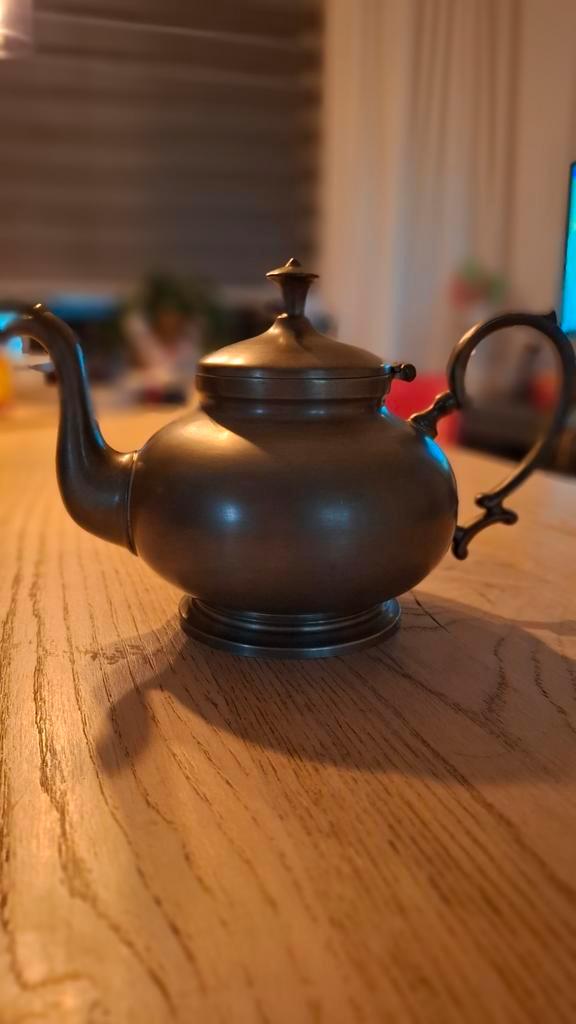 Oud Tinnen Koffie- of Theepot, Antiek en Kunst, Antiek | Tin, Ophalen of Verzenden