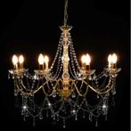 AANBIEDING | Kroonluchter met kralen 8 armen goud! GRATIS BE, Verzenden, Nieuw, Metaal, Minder dan 50 cm