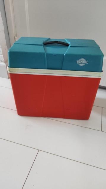 Vintage koelbox oranje blauw beschikbaar voor biedingen