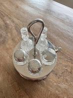 Glas en RVS tafelstel peper en zoutstel, olie azijn mosterd, Verzenden, Nieuw, Rvs of Chroom