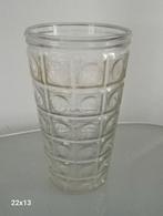 Vintage glazen vaas, met geometrische, ronde en vierkante pa, Ophalen of Verzenden