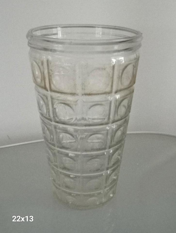 Vintage glazen vaas, met geometrische, ronde en vierkante pa, Huis en Inrichting, Woonaccessoires | Vazen, Ophalen of Verzenden