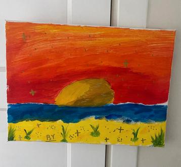 Zonsondergang - Kinderschilderij beschikbaar voor biedingen