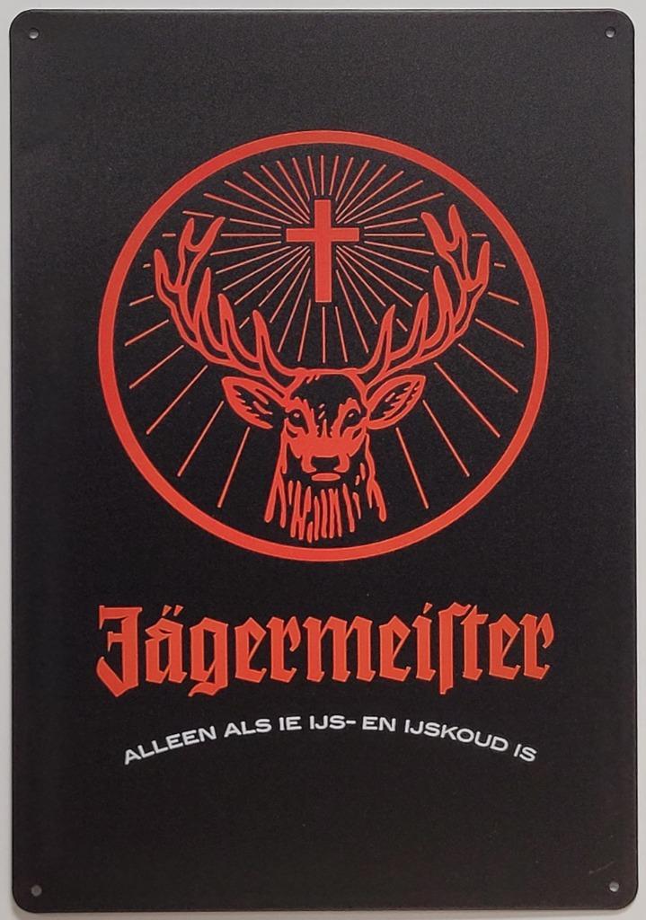 Jagermeister ijskoud logo reclamebord van metaal wandbord, Verzamelen, Merken en Reclamevoorwerpen, Nieuw, Reclamebord, Ophalen of Verzenden