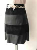 Hallhuber leren suede rok zwart 42 44 xxl, Verzenden, Zwart, Maat 42/44 (L), Zo goed als nieuw