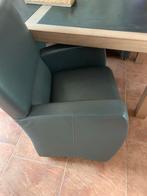 4 zware echt leren eetstoelen op wielen grijs +handvat, Ophalen of Verzenden, Zo goed als nieuw, Minder dan 75 cm, 50 tot 75 cm