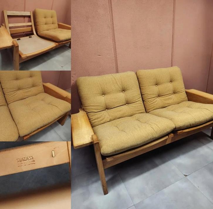 Zweedse Yngve Ekstrom Bank, Huis en Inrichting, Banken | Complete zithoeken, Gebruikt, Hout, Stof, Ophalen