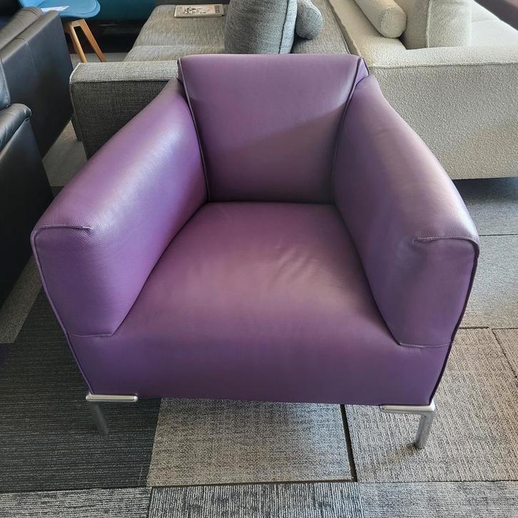 Bert Plantagie Monty | Fauteuil | Leer paars, Huis en Inrichting, Fauteuils, Zo goed als nieuw, Leer, 75 tot 100 cm, 75 tot 100 cm