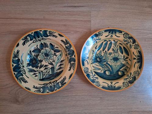 Set borden metaal delfts blauw, Antiek en Kunst, Antiek | Wandborden en Tegels, Ophalen of Verzenden