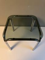 Vintage Stalen Bijzettafel Rookglas '60-'70, Minder dan 45 cm, Minder dan 55 cm, Gebruikt, Vierkant