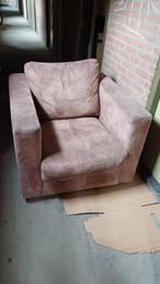 GRATIS  mooi bruin sueden Lounge stoel, Huis en Inrichting, Fauteuils, Gebruikt, Stof, 50 tot 75 cm, Ophalen