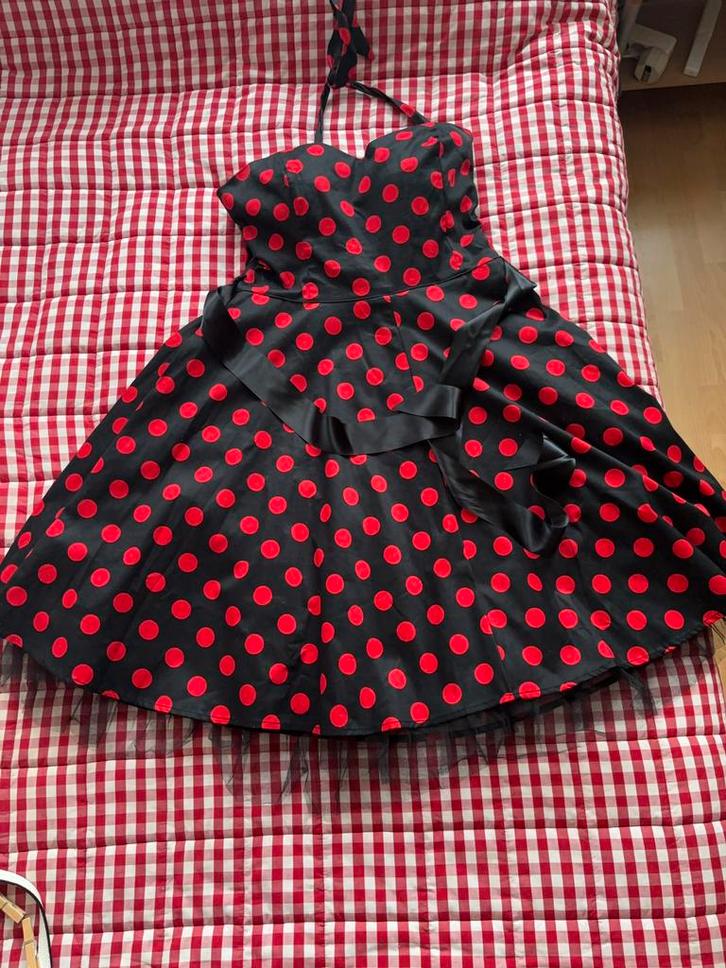 Rockabilly jurk, Kleding | Dames, Gelegenheidskleding, Zo goed als nieuw, Overige typen, Maat 42/44 (L), Zwart, Ophalen of Verzenden